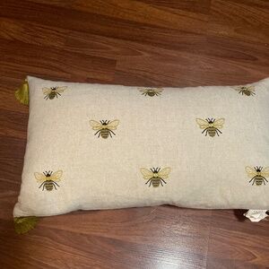 Bee embroidered decorative pillow